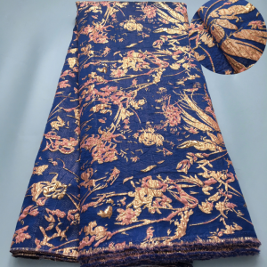 Navy Nigerian Lace Fabric Damask African Jacquard Borcade Lace Fabric 2024 High Quality 5 Yards Party Dress for Women Sew A3950