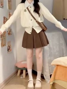 💥[A358] Áo len nữ Montoghi dệt kim PHỐI CỔ SƠ MI SỌC thêu LOGO cài nút tay dài QC sang trọng - L2M