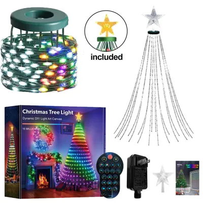 USB 2.1M 400LEDs Christmas Lights Holiday String Lights with Star Shape Smart LED Xmas Tree for Indoor Outdoor Decor