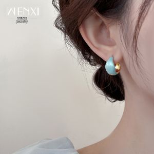 WENXI | Enamel Blue Lightweight Luxury Ear Jewelry