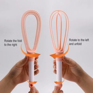 1Pcs Eco-Friendly Silicone Rotary Manual Egg Beater Multifunctional Mini Egg Whisk Kitchen Baking Mixer Agitator Tool