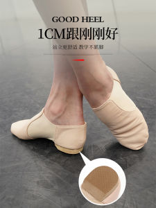 Swiga Genuine Leather Dance Shoes with Heel Soft Bottom for Women Jazz Dance Teacher Shoe Breathable Mesh Adult Ballet Flats