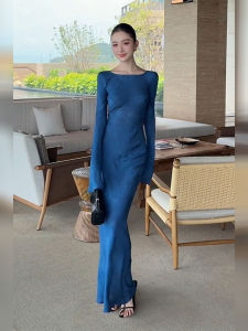 DANTING | High-class Blue Autumn Fashion Dress