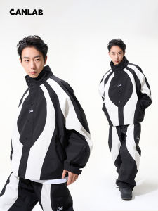 CANLAB Snow Suit Set Men Women Professional Waterproof Sealed Color Block Skiing Clothes Polyester Lining Anti-Uv Breathable