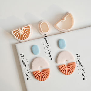 3pcs/set BOHO Fan Shape Polymer Clay Cutters for Earring Making Geometric Stripe Clay Molds for Jewelry & Pendants Crafting