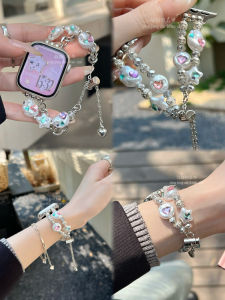 Baroque Pearl Diamond Metal Chain Watchband Compatible with  Watch S10 Silent Iwatch9876se Intelligent Device Accessories