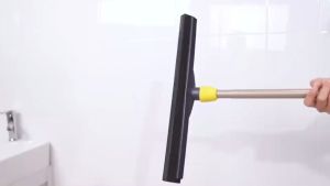 BOOMJOY Floor Squeegee Scrubber 54in Long Adjustable Telescopic Pole Heavy Duty Household Broom Perfect for Garage Courtyard Shower Bathroom Pet Hair Fur Floor Marble Glass Tile Water Foam Cleaning