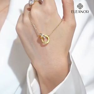 Dây chuyền nữ titan Eleanor Accessories vòng cố hình tròn đôi đính đá khắc số la mã phụ kiện trang sức 3468