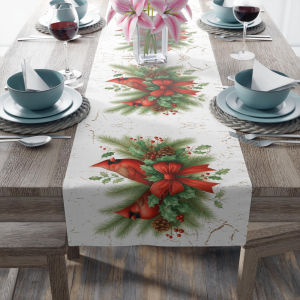 Rustic Christmas Cardinal Table Runner Practical & Washable Christmas Home Dining Table Atmosphere Runner