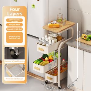 SHENGHUOXUANYAN | Ultra Slim Kitchen Storage Cart Vegetable and Fruit Organizer
