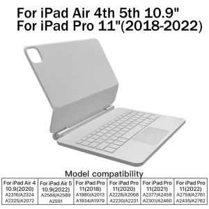 Wireless Bluetooth Backlit Keyboard For iPad Pro 11 2018-2022 Multi-Touch Tablet Hebrew Arabic Spanish Smart Magnetic Book Cover