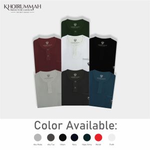 KHOIRUMMAH Koko Kurta Arafah | Baju Muslim Pria Dewasa | Kaos Koko Kurta Polos | Army
