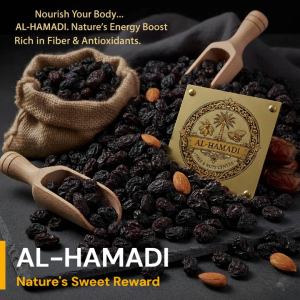AL-HAMADI Premium Black Raisins Seedless Kismis – Natural Dried Grapes Snack