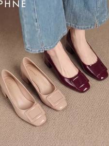 Daphne | Rough Heel French Buckle Womens Shoes
