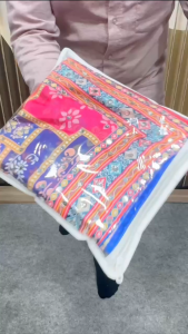 [PRE ORDER : 10 DAYS] Soft Chinon Silk Floral Saree with Real Mirror Handwork & Tassels (ST-0113) [Normal or Ready to Wear]