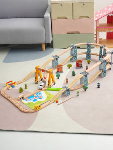 Wooden Track Ring Suit Small Train Toy Assembled Building Blocks Track Scene Toys Puzzle Compatible with Brio