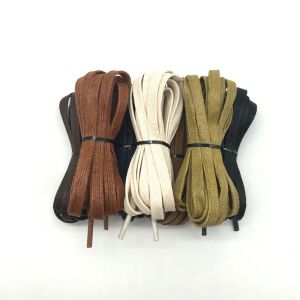 1Pair Waxing Cotton Shoelaces Flat Waterproof Shoe Laces Used For Boots Sneakers Casual Leather Shoe Accessories Black Shoelaces