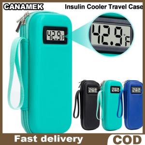 CANAMEK Insulin Cooler Travel Case With Thermometer Display Diabetic Cooler Medication Refrigerated Insulin Pen Organizer Bag Waterproof