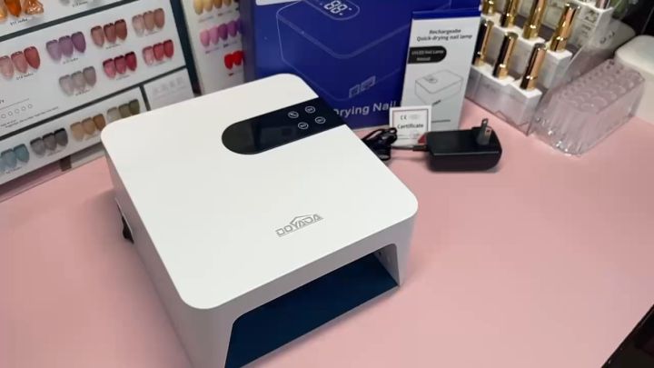 DOYADA Rechargeable UV LED Nail Lamp Professional Fast Curing Lamp for Gel Nail Polish Automatic Sensor Cordless UV Light for Nails with 4 Timers and LCD Display