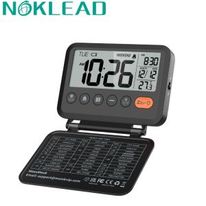 LCD Digital Alarm Clock Battery Powered Desktop Clock Calendar Temperature Display 9 Minutes Snooze Travel Portable Clock
