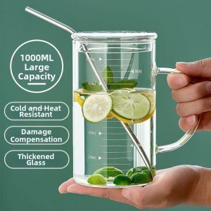 WEVOLA | Borosilicate Glass Teacup with Lid and Scale Easy to Clean