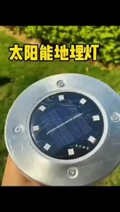 SXH  New Solar Ground Stake Light Outdoor Landscape Garden Decoration Round Stainless Steel Home Lawn Stake Light