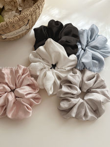 Dây Buộc Tóc Satin Bóng Mượt Cho Nữ Phong Cách Lười Biếng Thấp Dây Buộc Tóc Bằng Vải Nguyên Chất Màu Trơn Hoa Tai Dây Buộc Tóc