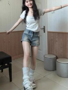 High Waist Wide Leg Denim Shorts Womens Summer New Style Elastic Retro Slimming Trendy Hot Pants Casual Washed Jeans