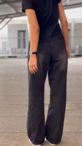 กางเกงยีนส์สีดำฟอก ขากระบอกใหญ่ เสื้อปัจจักรญี่ปุ่นผู้หญิง - Jean Clothing กางเกงยีนส์ขากระบอกใหญ่ ใส่ได้ทั้ง ช/ญ กางเกงขายาว (จัดส่งจากรุงเทพฯ) เสื้อผ้าผู้หญิงใหม่ 7751