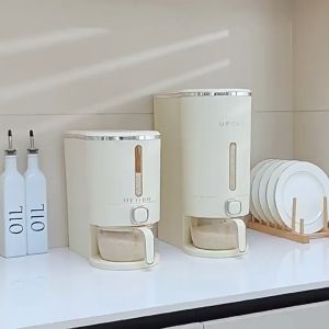 ถังใส่ข้าวสาร ธัญพืช ระบบปุ่มกด กล่องเก็บอาหารแห้ง ภาชนะเก็บข้าว แบบหนา ที่เก็บข้าวสาร