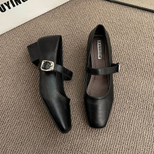 Giày Đế Bằng Mũi Vuông Kiểu Pháp Mary Janes Thời Trang Cổ Điển Cho Nữ Mùa Xuân 2025 Giày Đơn Đế Cao Su Chống Trượt