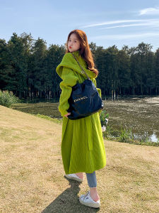 Hooded Knit Cardigan Wool Blend Womens Mid Length Long Length Loose and Lazy Style Large Lapel Sweater Outwear over the Knee Fall and Winter Thick