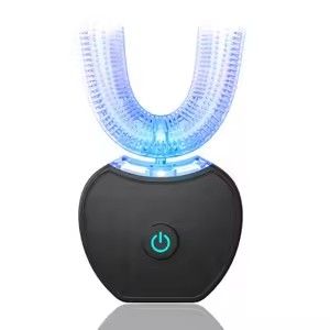 แปรงสีฟันอัตโนมัติอัจฉริยะ รูปแบบ U แปรงสีฟันไฟฟ้าโซนิค ชาร์จผ่าน USB ฟอกสีฟันด้วยแสงสีฟ้า