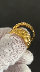 แหวนดาวทอง 18k (99.9%) ทองคําแท้หมั้นคู่เครื่องประดับการเปิดการปรับ