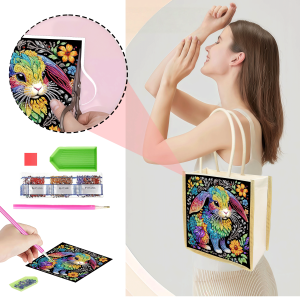 other | 1 Piece of Diamond-Painted Shopping bag bunny Pattern canvas Material Interchangeable Pattern use by Yourself or give gifts