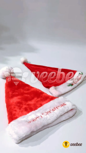 Topi Natal Dewasa Bludru Bagus | Santa Hat Merry Christmas Premium