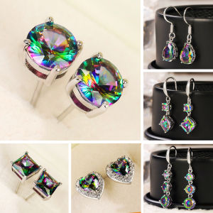Huitan Classic Four Claw Design Multicolor CZ Stud Earrings: Simple & Stylish Female Accessories