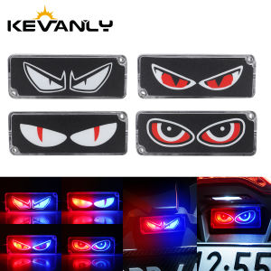 KEVANLY | 12-24V LED Flash Strobe Warning Light Devil Eyes Rear Brake Taillight Motorcycle License Plate Light Double-sided Adhesive Light
