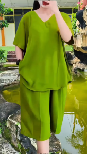 One Set Crinkle Airflow Polos Wanita Dewasa - Setelan 7/8