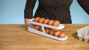 Lavender.thai กล่องเก็บไข่ม้วนอัตโนมัติ กล่องใส่ไข่ แบบสไลด์ เข้าตู้เย็นได้