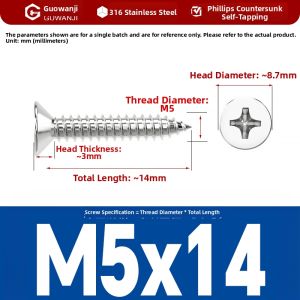 GUWANJI | 316 Stainless Steel Flat Head Wood Screw