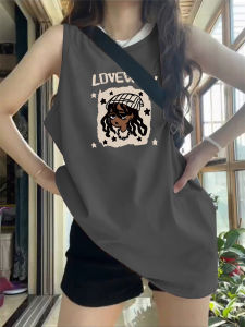 American Retro Cotton Sleeveless Vest T-Shirt Women Summer Outerwear Loose Fit Long Top Casual Fashion Sensation