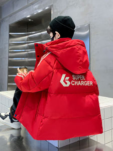 เสื้อแจ็คเก็ตขนเป็ดฤดูหนาวสำหรับเด็กชาย ทรงหนา ทรงใหม่ สำหรับเด็กวัยกลางคนและโต ทรงสีแดง เสื้อผ้าเด็กชาย แฟชั่นฤดูหนาว