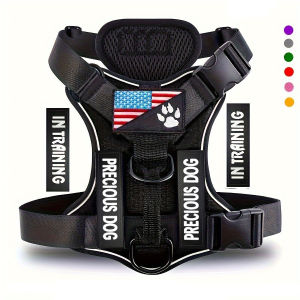 Service Dog Harness Reflective Dog Vest Harness with 5 PCS Patches Adjustable Soft Oxford Pet Harness Inner Layer Mesh Easy