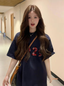 เสื้อยืดคอกลมแขนสั้นผ้าฝ้ายแท้สีดำหลวมๆ สำหรับผู้หญิง แฟชั่นฤดูร้อน ดีไซน์อเมริกัน สไตล์เกาหลี เสื้อผ้าทำงาน