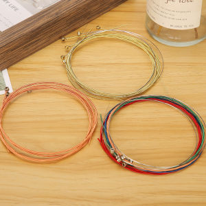 6 Pcs/Set Musical Instrument Accessories Acoustic Guitar String Set Colored Brass And Red Copper Strings E-A Copper