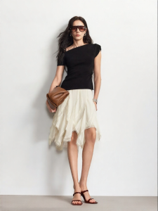 Vero Moda | Lace Trim Irregular Hem Drape Mid-Length Skirt