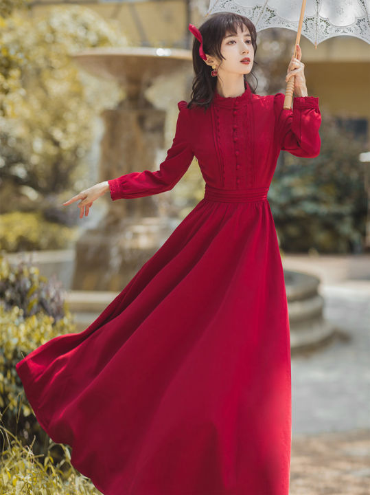 Red dress best sale lace collar