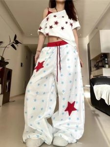 American Street Style Star Print Casual Pants Womens New Hot Girl Street Dance Loose Slimming Jazz Dance Wide Leg Pants