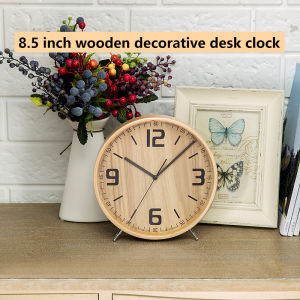 1PC European wooden silent table clock living room simple decoration pointer clock desktop creative wood quartz clock